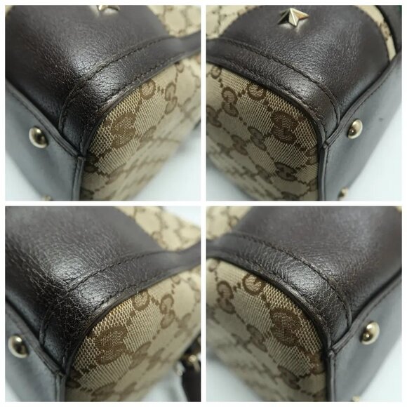 GUCCI Boston Brown Cloth Satchel 818-040225 - Picture 4 of 12